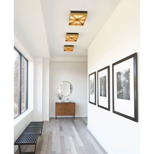 【TECH LIGHTING】アメリカ・スクエア型シーリングライト「LOOM」1灯Black/Gold(W360×L360×H90mm)