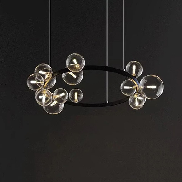 デザイン照明 ガラスボールシェードペンダントライト ラウンド ブラック(φ850/1200mm)
