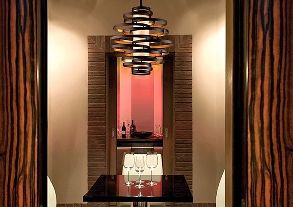 【CORBETT】アメリカ・デザインシャンデリア「Vertigo」1灯 ブロンズ色(W235×H235mm)