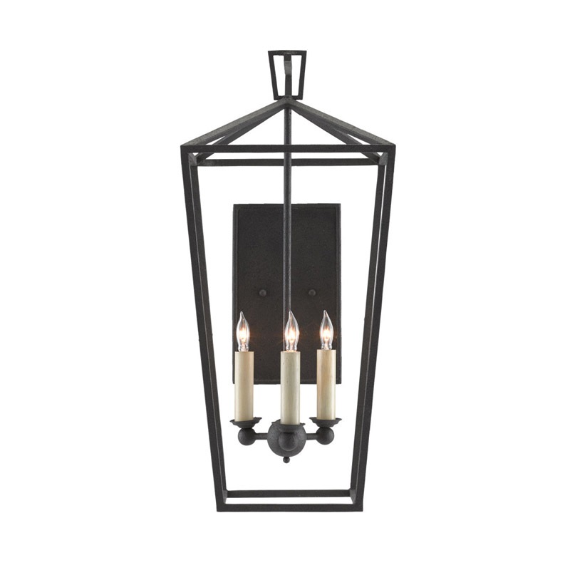 【CURREY】アメリカ・ウォールライト 3灯「Denison」ブラック(W273×D292×H609mm)