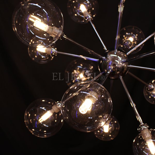 【入荷未定】ガラスボールシェード シャンデリア　13灯・シルバー（φ720×H530mm）LED