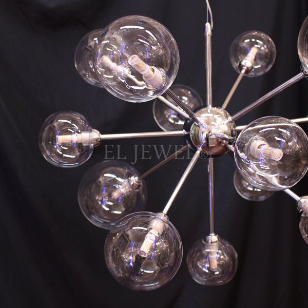 【入荷未定】ガラスボールシェード シャンデリア　13灯・シルバー（φ720×H530mm）LED