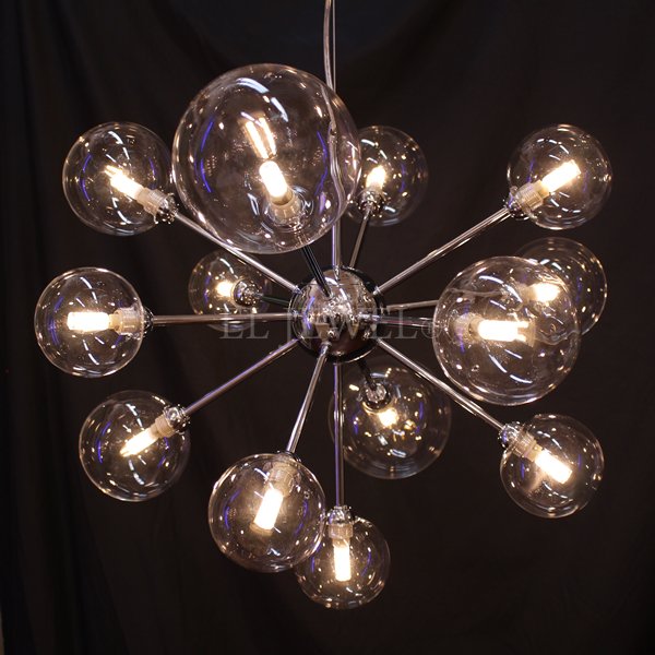 ガラスボールシェードペンダントライト13灯・シルバー（φ720×H530mm