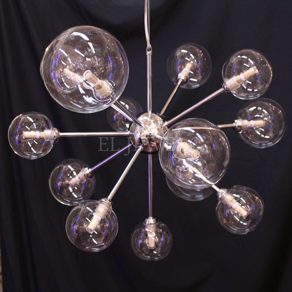 ガラスボールシェードペンダントライト13灯・シルバー（φ720×H530mm