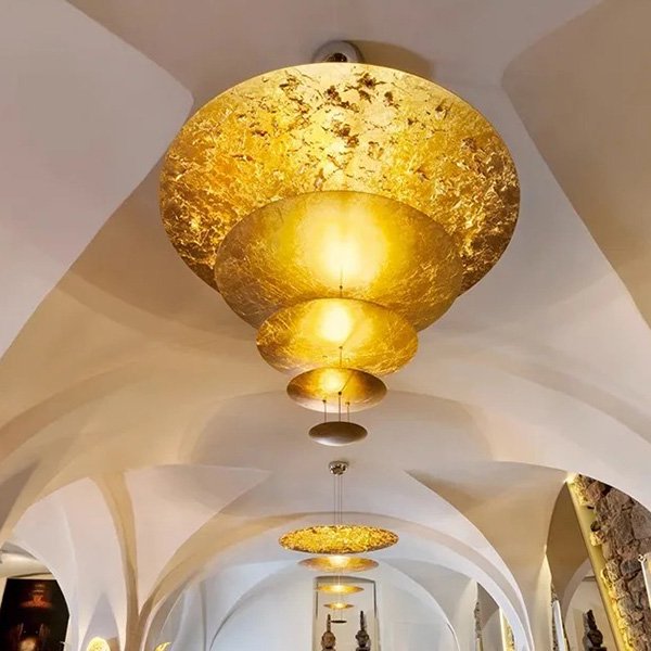 ペンダントライト ボール型シャンデリア 黄色とピンクのクリスタル