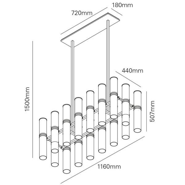 【MARETTI】オランダ・シーリングペンダントライト「INFINITO」16灯  BRONZE（W1160×D440×H507mm）