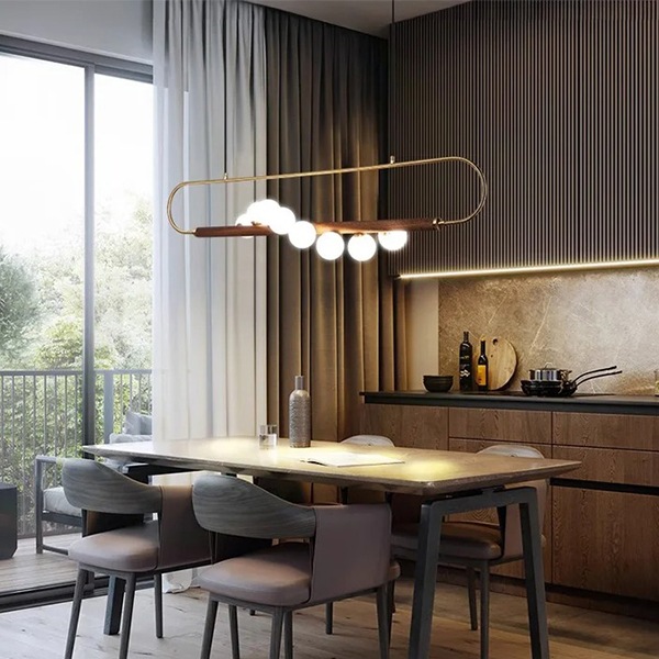 デザイン照明　ガラスボールシェード　シーリングペンダントライト（W1200×H280mm）