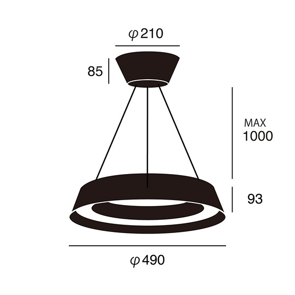 ループLEDペンダンライト「Loop LED-pendant light」1灯・ブラック/ホワイト(φ490×H93mm)【業販対象外】