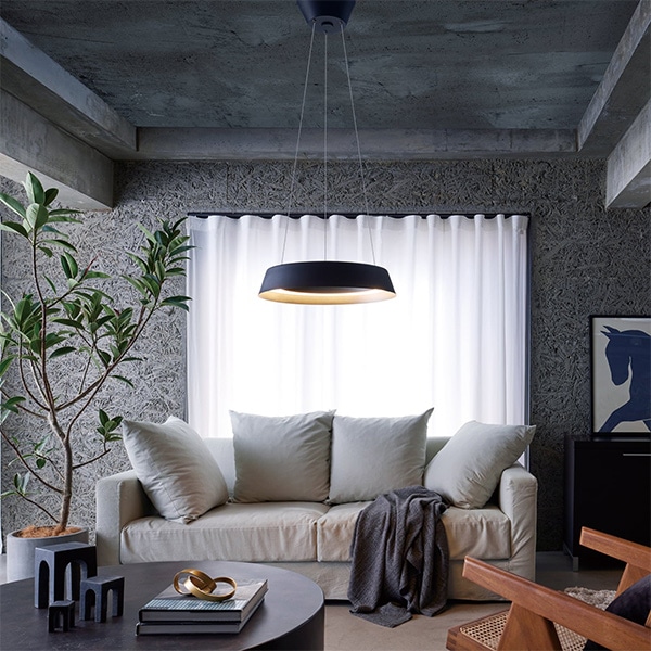 ループLEDペンダンライト「Loop LED-pendant light」1灯・ブラック/ホワイト(φ490×H93mm)【業販対象外】