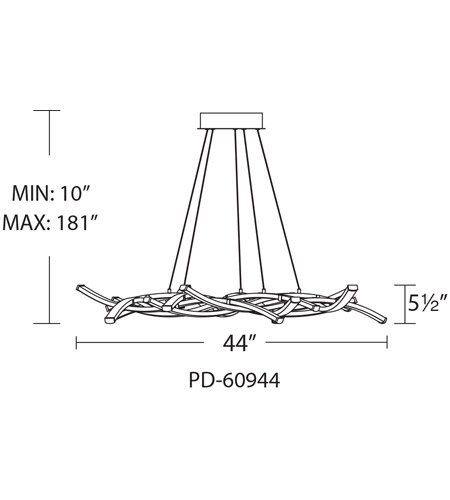 【WAC LIGHTING】クロームシャンデリアシーリングライト「Divergence」9灯（L1111×W1111×H140mm）
