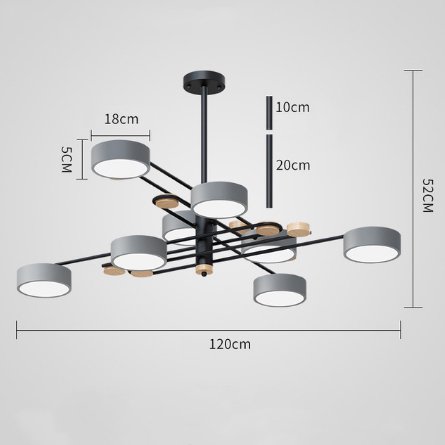 【リーズナブル】LEDシャンデリアライト 6/8灯 グレー (D1200mm×H520mm) シャンデリア