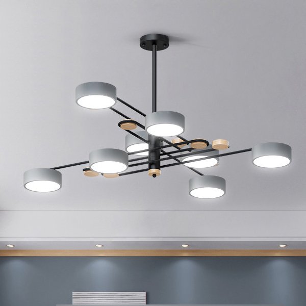 【リーズナブル】LEDシャンデリアライト 6/8灯 グレー (D1200mm×H520mm) シャンデリア