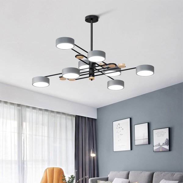 【リーズナブル】LEDシャンデリアライト 6/8灯 グレー (D1200mm×H520mm) シャンデリア