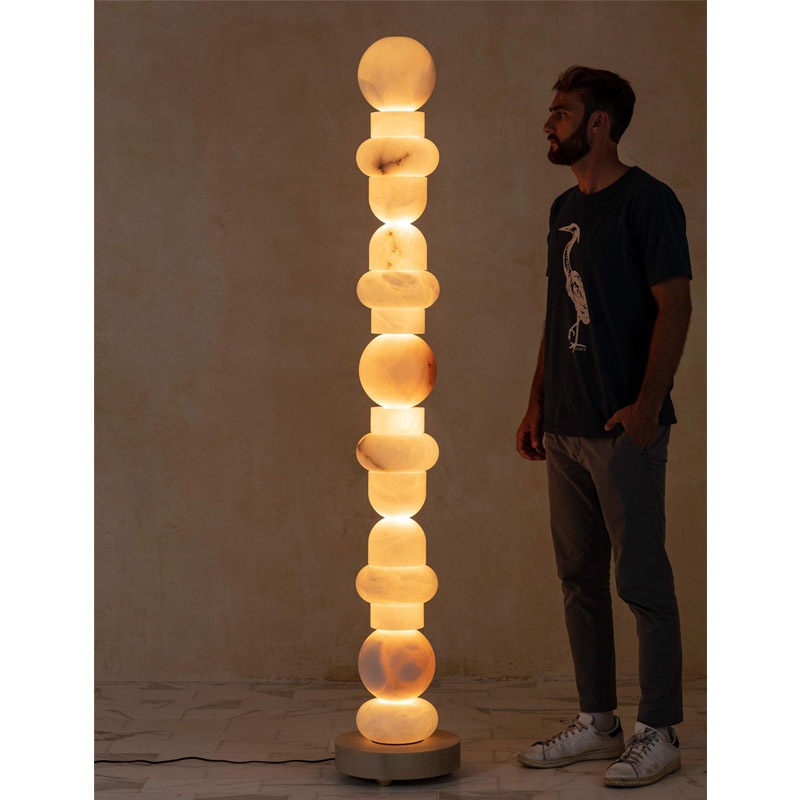 【ALLIED MAKER】アメリカ・インテリア照明「Alabaster Totem 16」スタンドライト (W400×H1910mm)