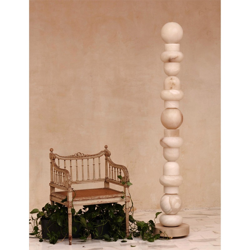 【ALLIED MAKER】アメリカ・インテリア照明「Alabaster Totem 16」スタンドライト (W400×H1910mm)