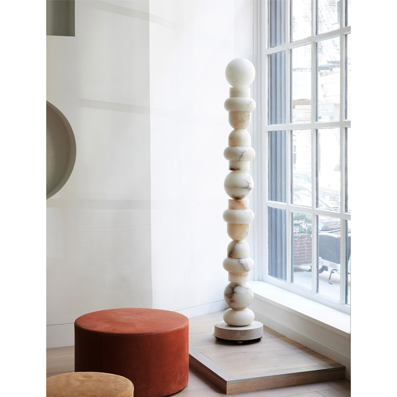 【ALLIED MAKER】アメリカ・インテリア照明「Alabaster Totem 16」スタンドライト (W400×H1910mm)