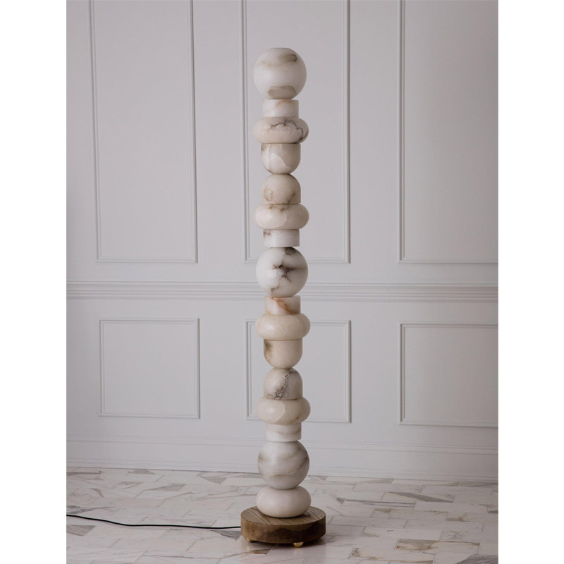 【ALLIED MAKER】アメリカ・インテリア照明「Alabaster Totem 16」スタンドライト (W400×H1910mm)