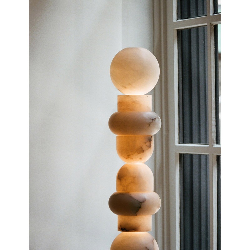 【ALLIED MAKER】アメリカ・インテリア照明「Alabaster Totem 16」スタンドライト (W400×H1910mm)