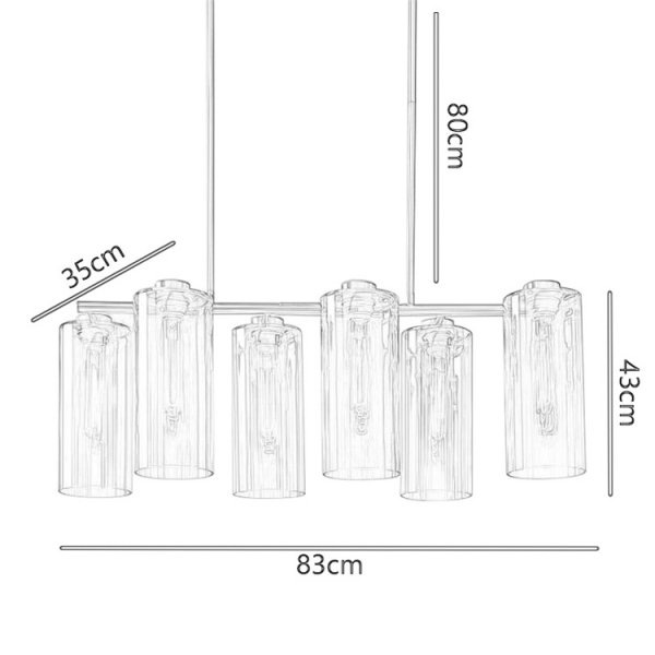 デザイン照明ガラスシェード照明 6 灯(W830mm×H430mm)