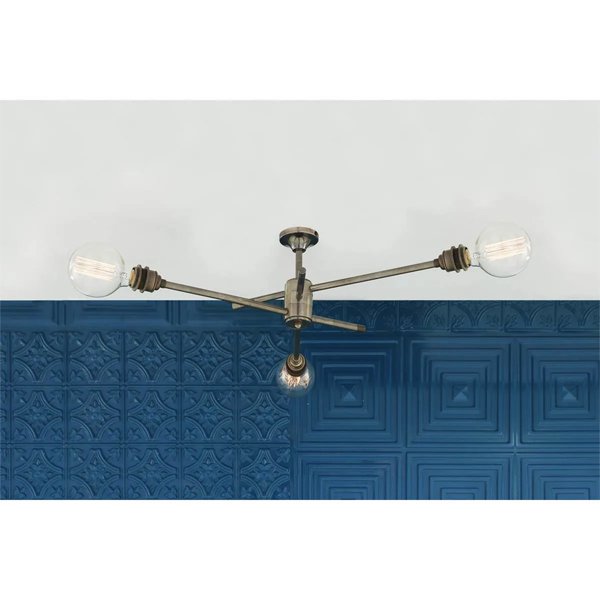 【Mullan】アイルランド・「MOMBASA」インダストリアルシャンデリア3灯(W600×170mm)*