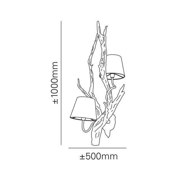 【MARETTI】オランダ・シェードウォールライト「OAK」2灯 WALNUT（W500×H1000mm）