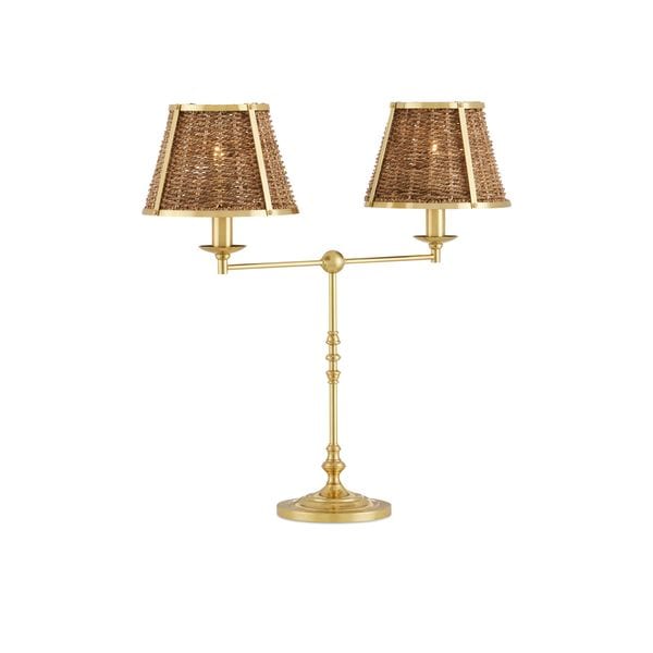 【CURREY】アメリカ・テーブルライト「Deauville」2灯 ブラス (W661×D248×H635mm)