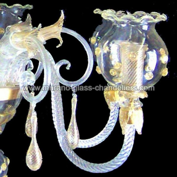 【MURANO GLASS CHANDELIERS】イタリア・ヴェネチアンガラスシャンデリア6灯「GLORIA」（W800×H800mm）