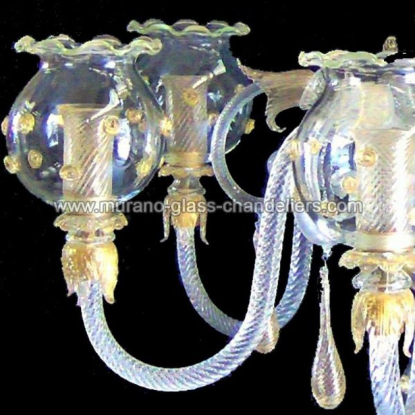 【MURANO GLASS CHANDELIERS】イタリア・ヴェネチアンガラスシャンデリア6灯「GLORIA」（W800×H800mm）