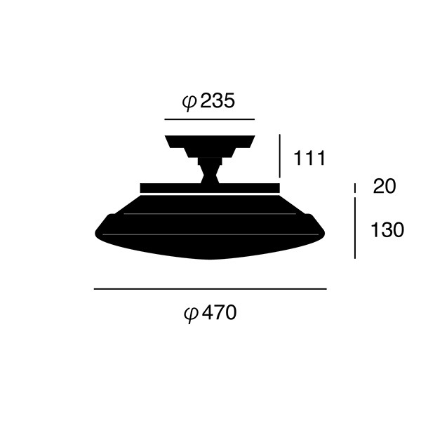 グラフ LED リモートシーリングライト「Graph LED-remote ceiling light」ブラック／ホワイト（φ470×H261mm）【業販対象外】