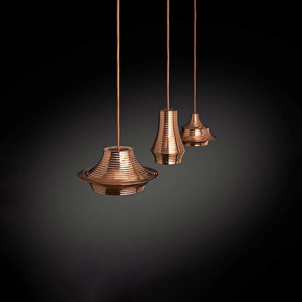 【Bover】 スペイン・インテリア照明「Tibeta 01」Antique Brass, Black Fabric Cable
 (Φ120×H180mm)
