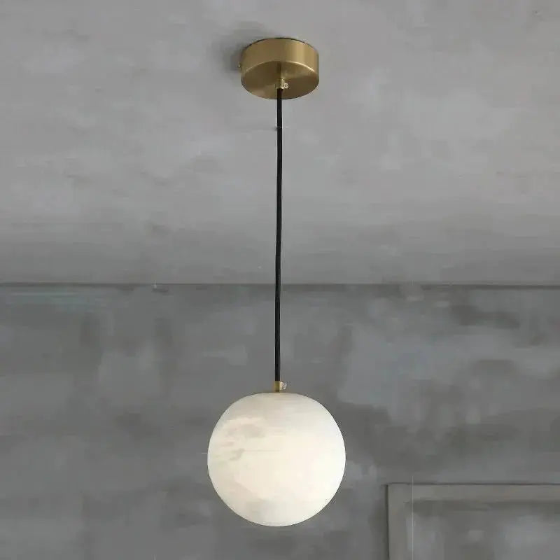 【FABTIKO】アメリカ・デザイン照明 ペンダントライト「Alabaster Ball Sphere 10 inch」・ブラス（W254mm×H254mm）