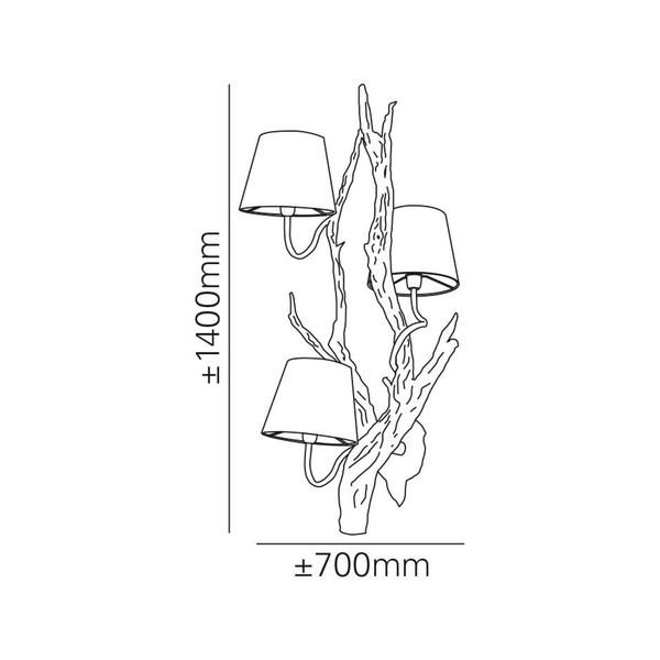 【MARETTI】オランダ・シェードウォールライト「OAK」3灯 BLACK（W700×H1400mm）