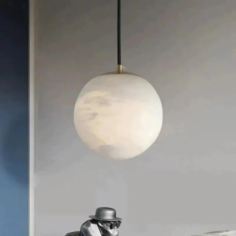 【FABTIKO】アメリカ・デザイン照明 ペンダントライト「Alabaster Ball Sphere 10 inch」・ブラス（W254mm×H254mm）