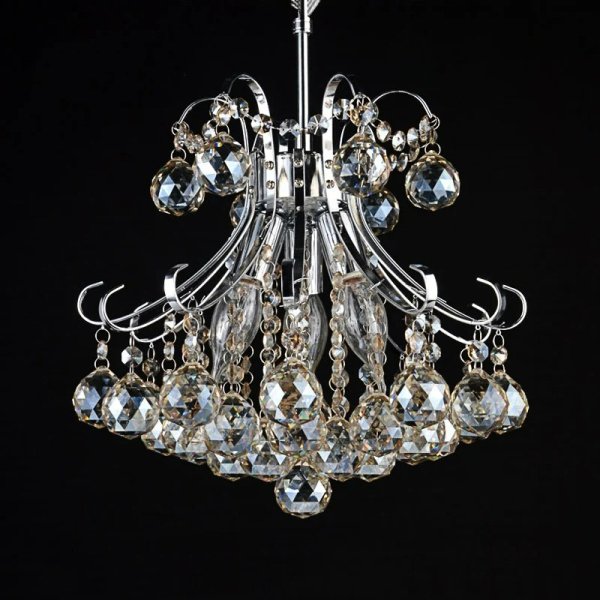 【リーズナブル】インテリア照明 クリスタルシャンデリア シャンパンゴールド 3灯(W300 x H350mm)