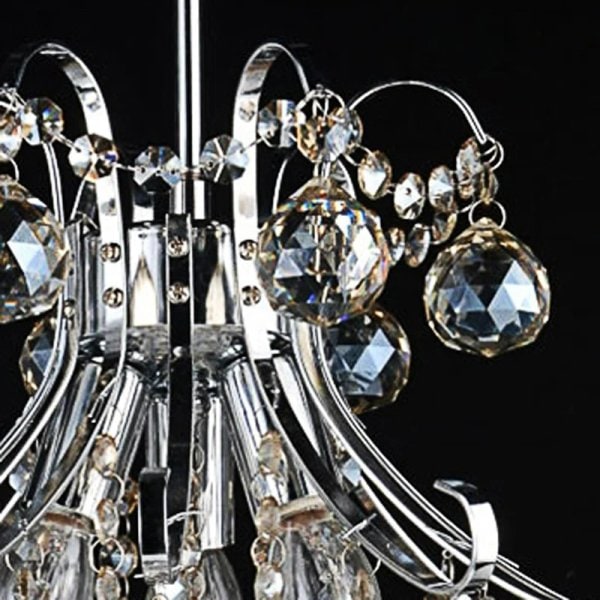 【リーズナブル】インテリア照明 クリスタルシャンデリア シャンパンゴールド 3灯(W300 x H350mm)