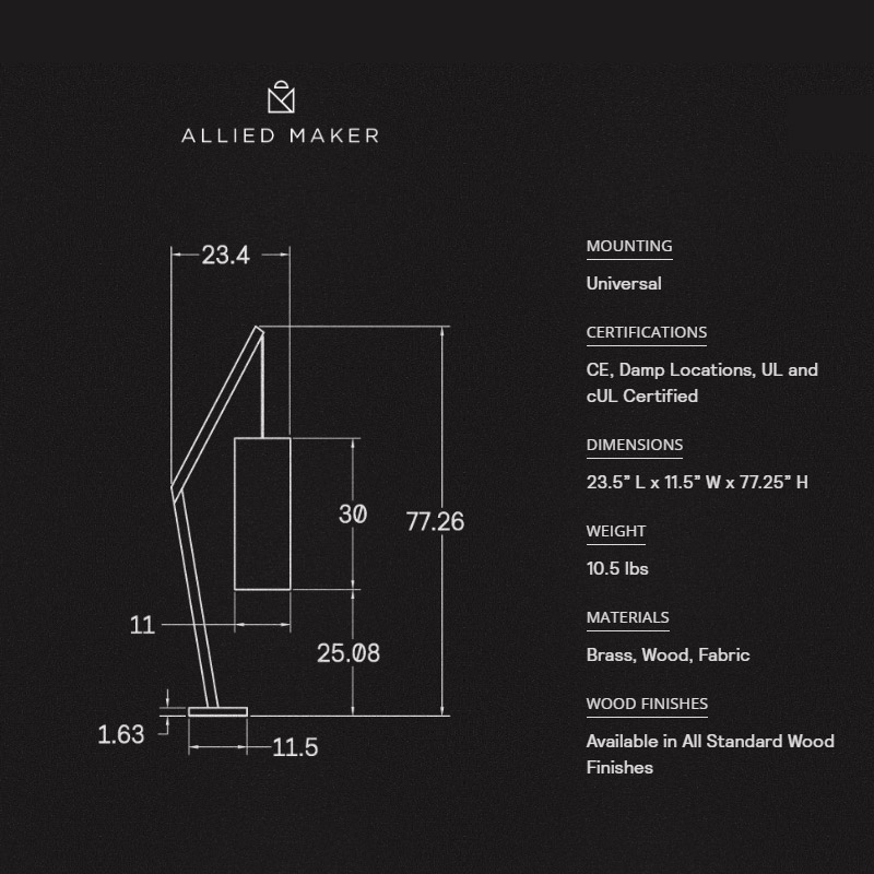 【ALLIED MAKER】アメリカ・インテリア照明「Angular」フロアライト 1灯 (W290×L590×H1960mm)