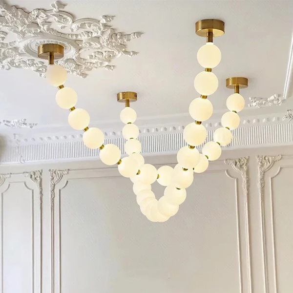 デザイン照明 ガラスボール照明 LEDネックレスライト(W1500/2000mm)