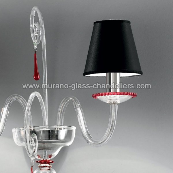 【MURANO GLASS CHANDELIERS】イタリア・ヴェネチアンガラスウォールライト2灯「PICANDOI」（W500×D300×H250mm）