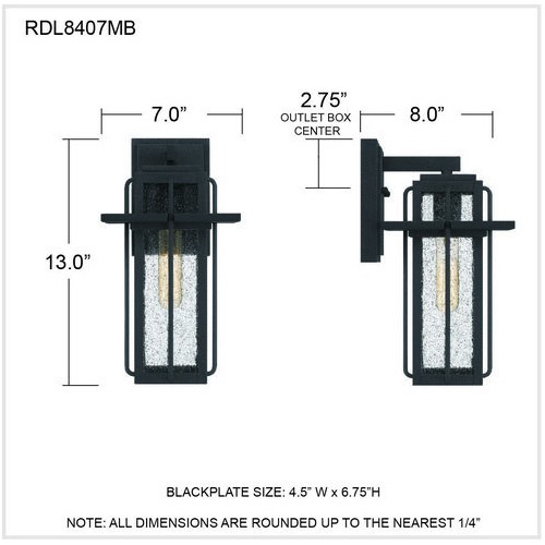 【QUOIZEL】アメリカ・デザイン照明 アウトドア ウォールライト 1灯「Randall」ブラック(W170×D200×H330mm)