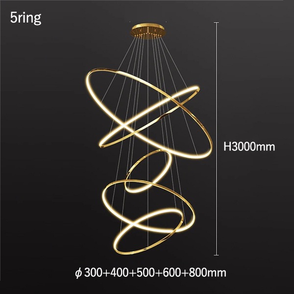 フープ照明　シーリングペンダントライト　ゴールド　3～8ring（φ200～1200mm）