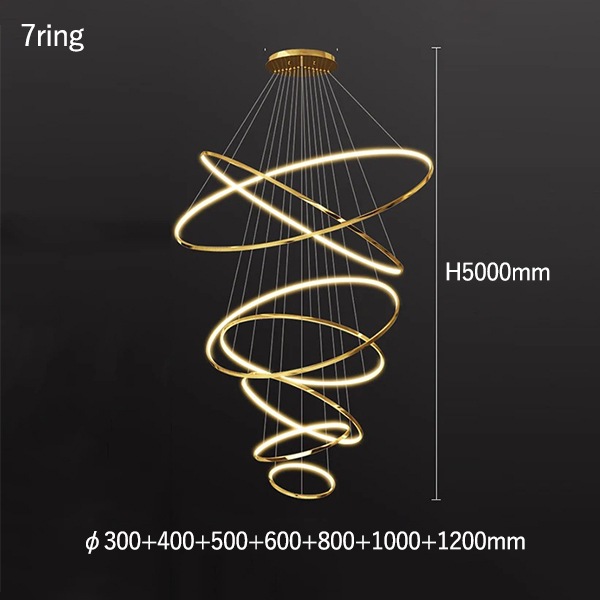 フープ照明　シーリングペンダントライト　ゴールド　3～8ring（φ200～1200mm）