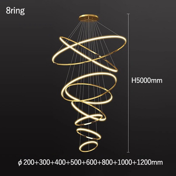フープ照明　シーリングペンダントライト　ゴールド　3～8ring（φ200～1200mm）