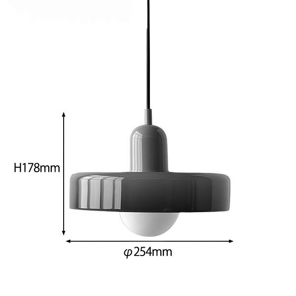 デザイン照明 ガラスシェードペンダントライト 全5色(φ254×H178mm)