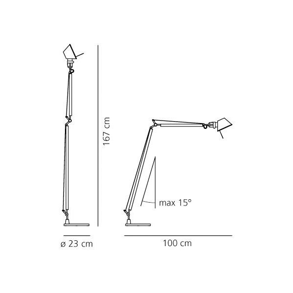 【Artemide】「Tolomeo Lettura floor lamp, black」デザイン照明フロアランプ ブラック(Φ230×D1000×H1670mm)