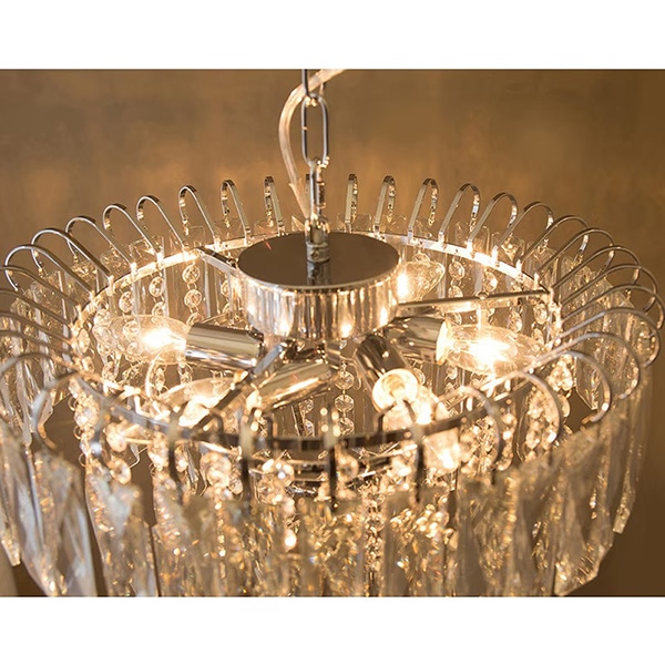 クリスタルシャンデリア 6灯「Rebecca」シルバー／ゴールド（φ420