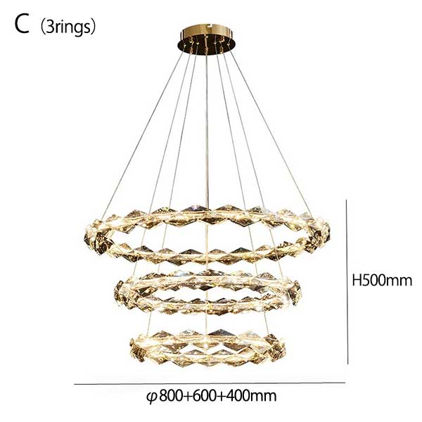 デザイン照明 モダン クリスタルリングペンダントライト ゴールド