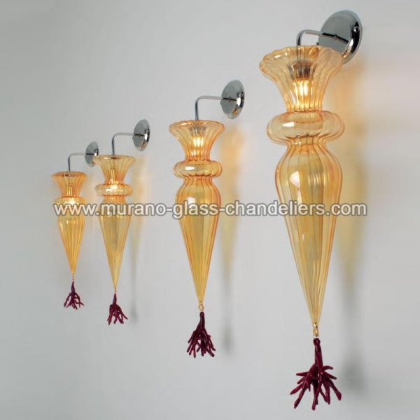 【MURANO GLASS CHANDELIERS】イタリア・ヴェネチアンガラスウォールライト1灯「PICCA」（W180×H700mm）