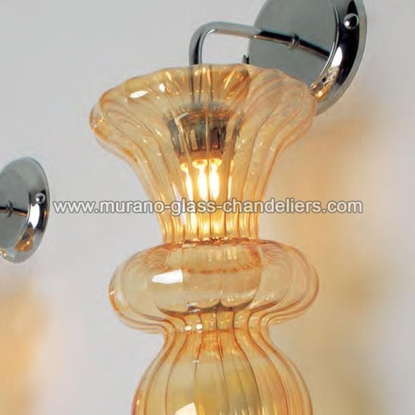 【MURANO GLASS CHANDELIERS】イタリア・ヴェネチアンガラスウォールライト1灯「PICCA」（W180×H700mm）