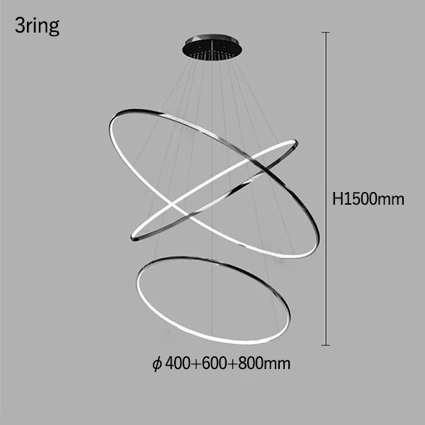 フープ照明　シーリングペンダントライト　ブラック　3～8ring（φ200～1200mm）