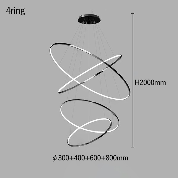 フープ照明　シーリングペンダントライト　ブラック　3～8ring（φ200～1200mm）